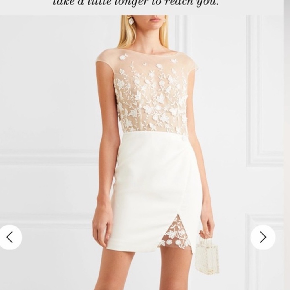 Rime Arodaky Eleonora Embroidered Tulle And Crepe Mini Dress